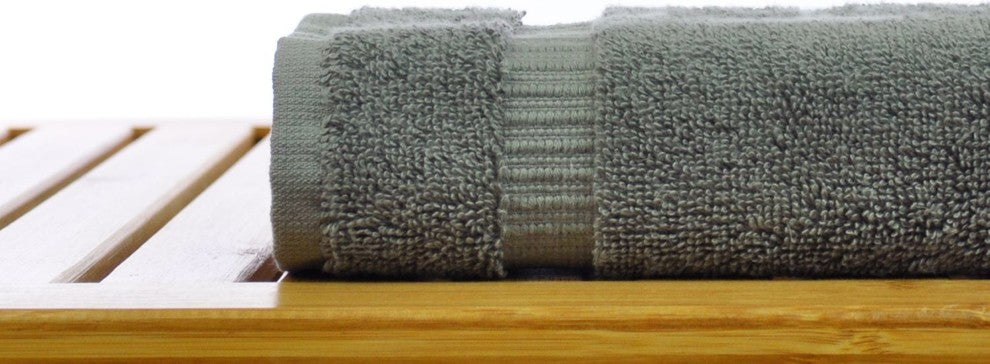 Dobby Border Luxury Hotel and Spa Wash Cloth, Set of 12, Gray