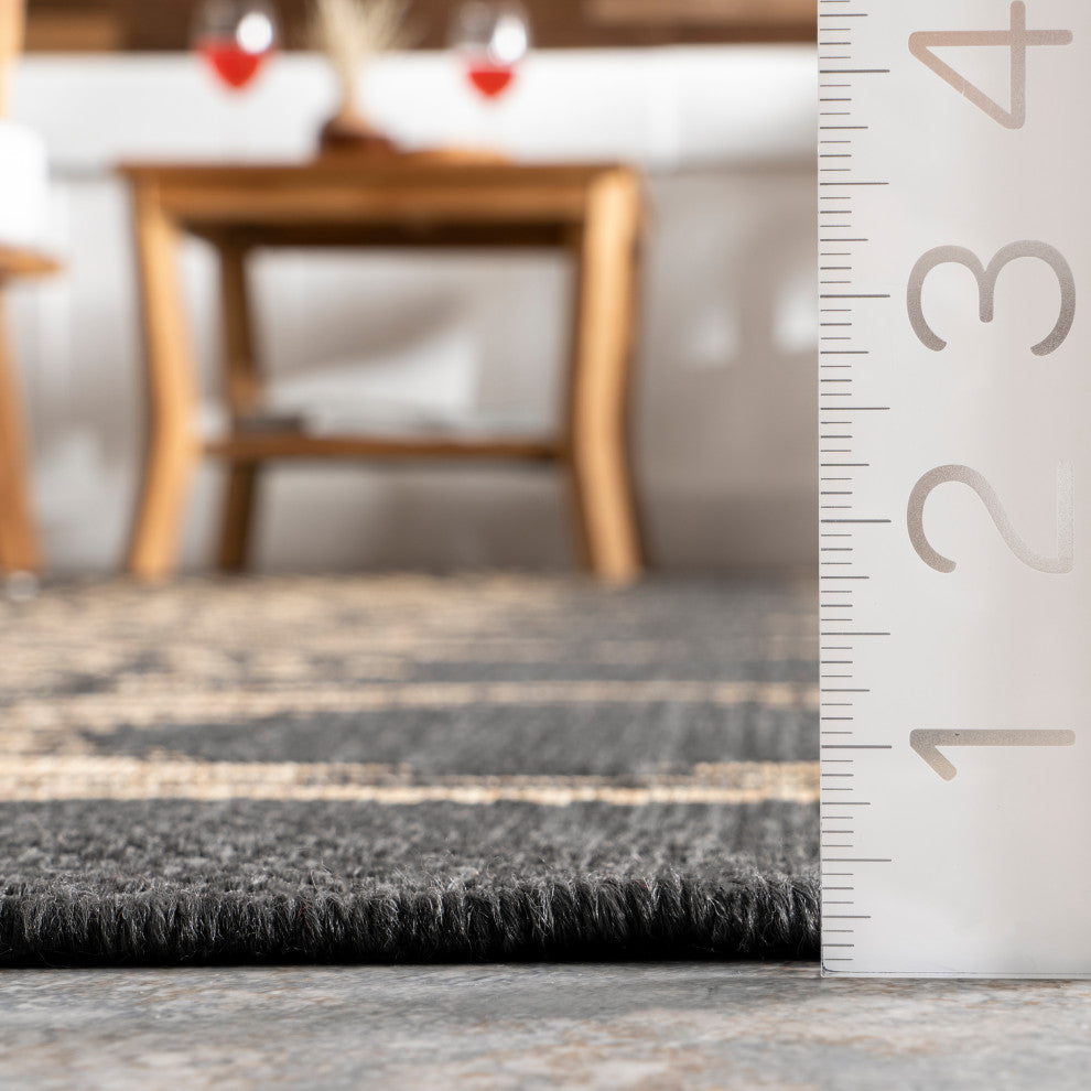Nuloom Ranya Tribal Indoor/Outdoor Contemporary Area Rug, Dark Grey 4'X6'