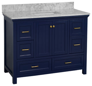 Paige 48" Bathroom Vanity, Royal Blue, Carrara Marble
