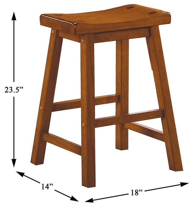 Lexicon Saddleback 24" Solid Wood Counter Stool in Oak (Set of 2)