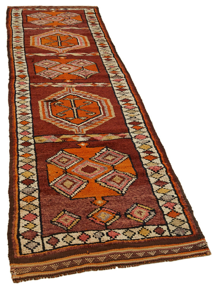 Rug N Carpet - Handmade Anatolian 2' 11" x 12' 2" Antique Runner Rug