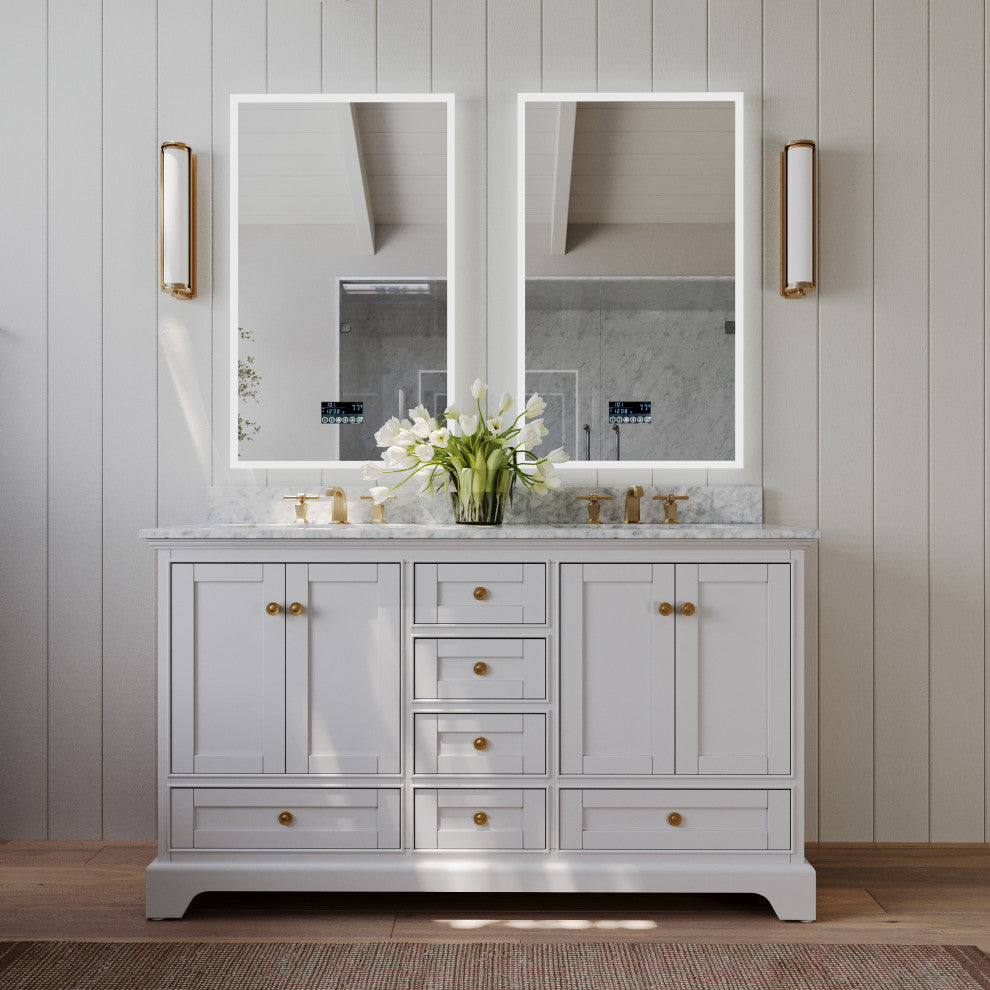 Audrey Vanity Set, White, 66", Gold Hardware, No Mirror