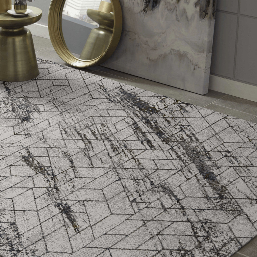 94 X 130 Ivory  Polyester Rug