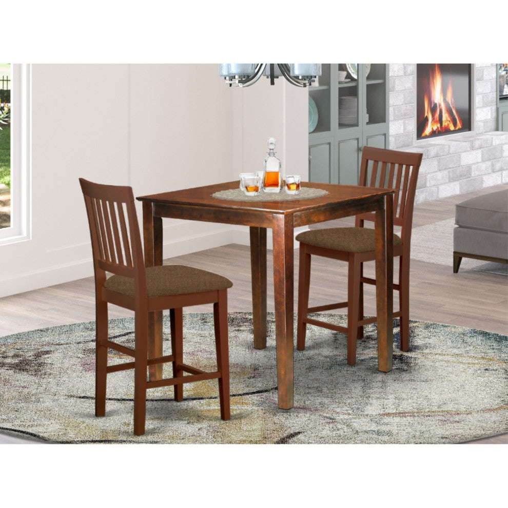 Vern3-Mah-C 3-Piece Counter Height Table-Square Gathering Table And 2 Stools