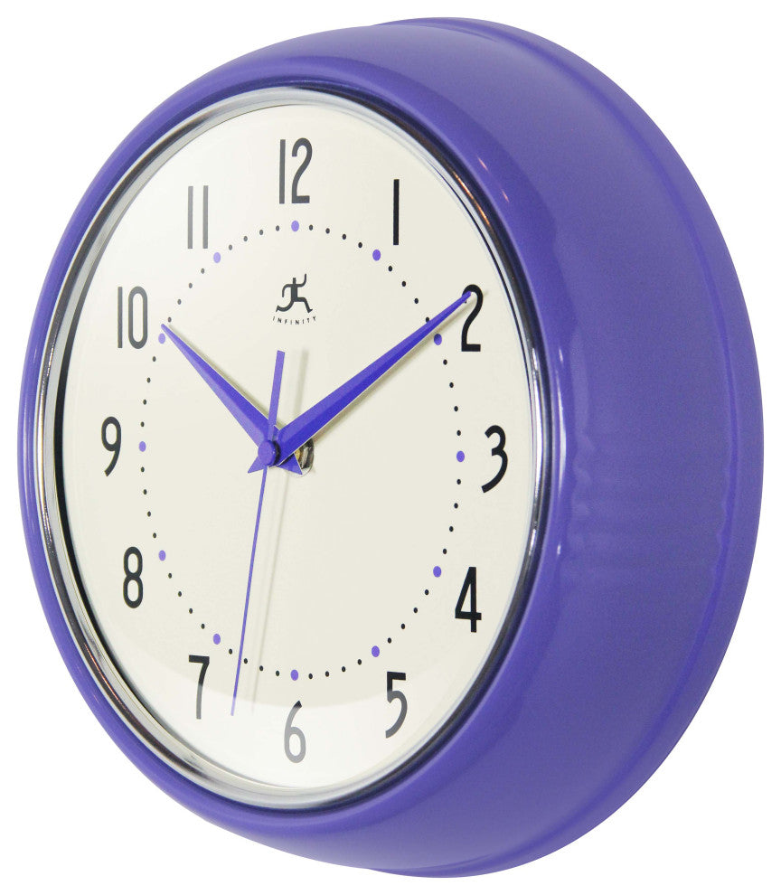 Infinity Instruments Retro Kitchen Vintage 50s Wall Clock, Periwinkle