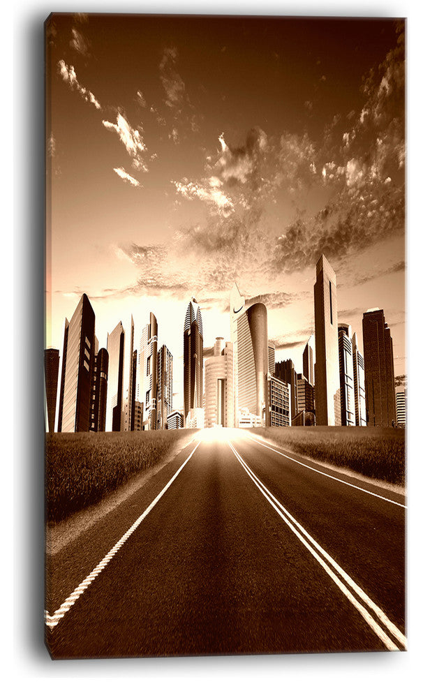"Modern City and Road" Canvas Print