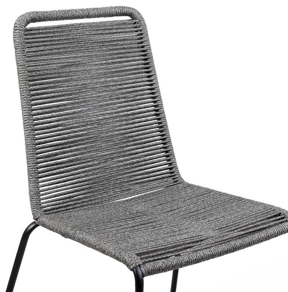 Shasta Outdoor Patio Dining Chair in Black Powder Coated Finish and Gray...