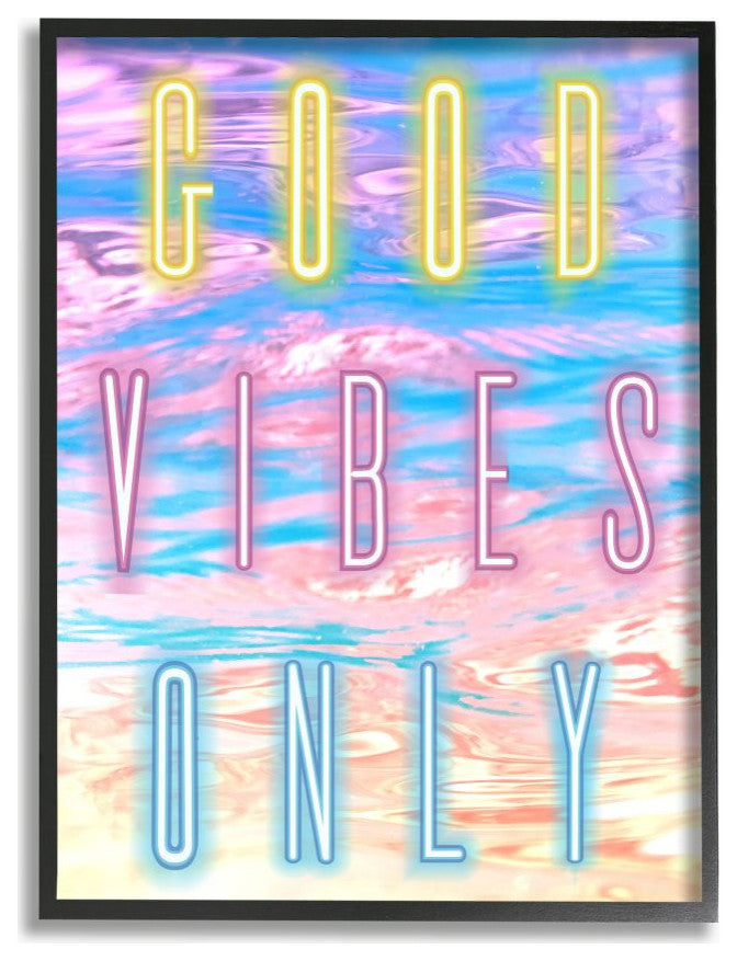 Neon Good Vibes Only Phrase over Colorful Clouds24x30
