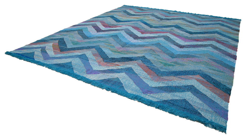 Rug N Carpet - Handwoven Turkish 12' 2'' x 13' 7'' Flatweave Wool Kilim Rug