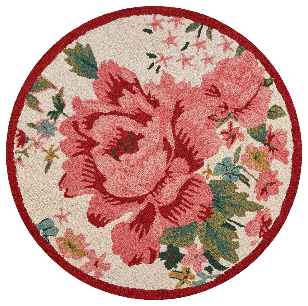 6" Round Pink Rose Area Rug