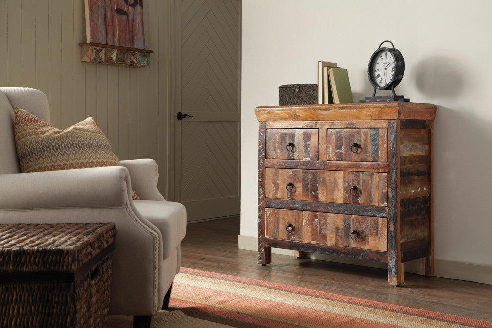 4 Drawers Accent Cabinet, Reclaimed Wood