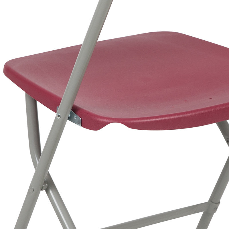 Hercules Series Plastic Folding Chair - 2 Pack 650LB Weight Capacity, Red