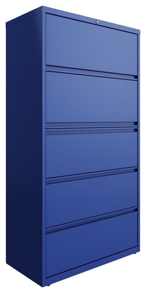 UrbanPro 36" Metal Lateral File Cabinet with 5 Drawers in Classic Blue