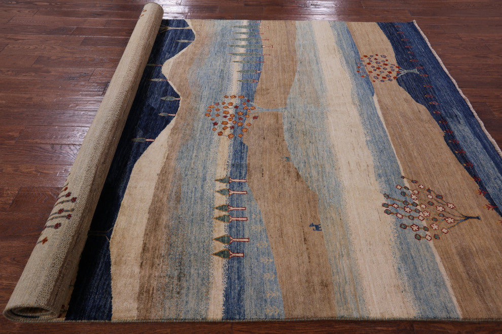 Tribal Persian Gabbeh Hand Knotted Wool Rug 6' 9" X 9' 9" Q5283