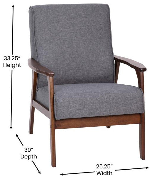 Langston Commercial Grade Upholstered Mid Century Modern Arm Chair, Dark Gray Fa