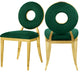Carousel Upholstered Dining Chair, Set of 2, Green Velvet, Gold Finish