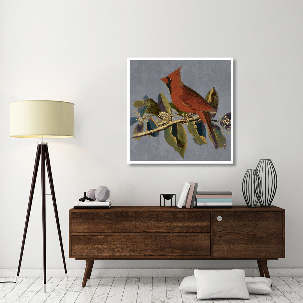 "Audubon Decor - Male Cardinal Grosbeak Detail" Print by BG.Studio, 42"x42"