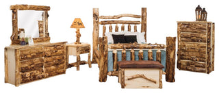 Rustic Aspen Log Bedroom Set, Queen