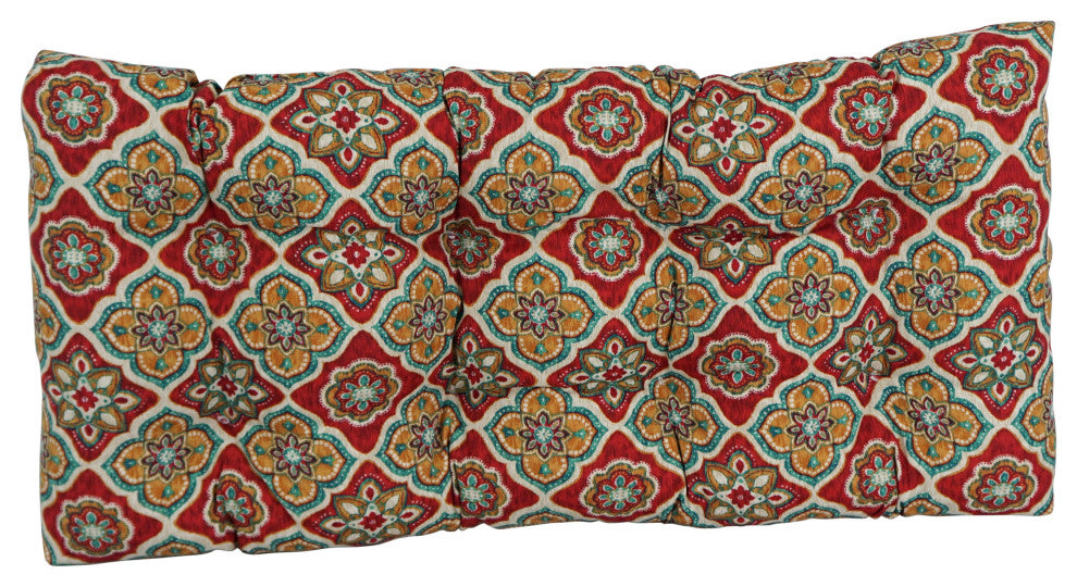 42"X19" Squared Patterned Spun Polyester Tufted Loveseat Cushion, Adonis Jewel