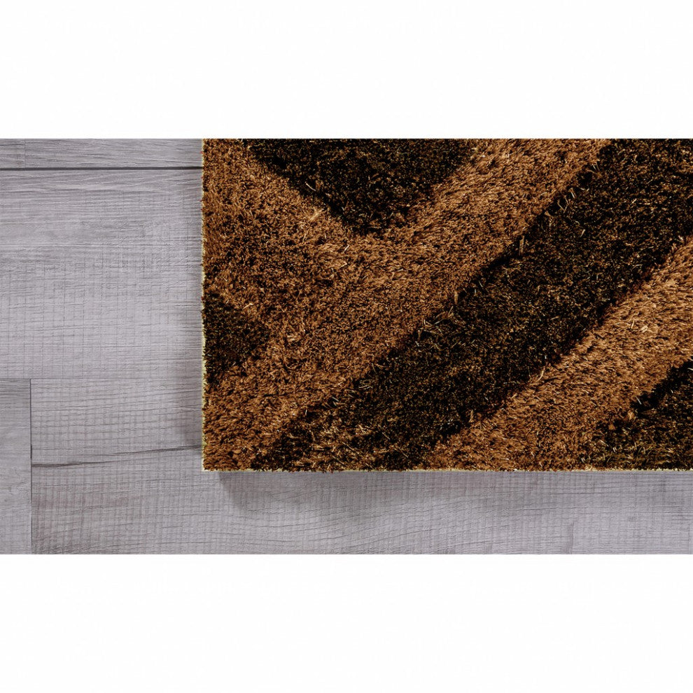 5 x 7 Dark Brown Geometric Illusion Area Rug