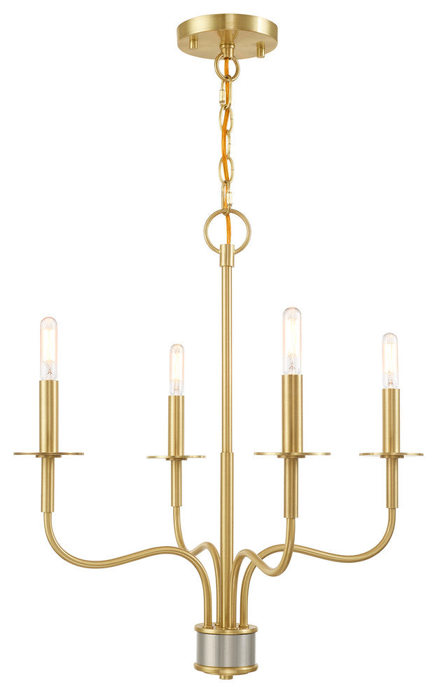 Mid Century Modern Satin Brass Mini Chandelier