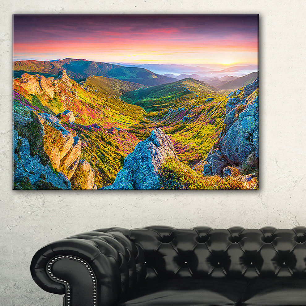 "Pink Rhododendron Flowers" Landscape Canvas Photo Print, 32"x16"