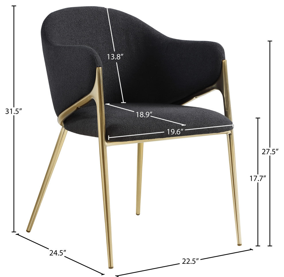 Nial Boucle Fabric Upholsetered Black Dining Chair, Set of 2, Black