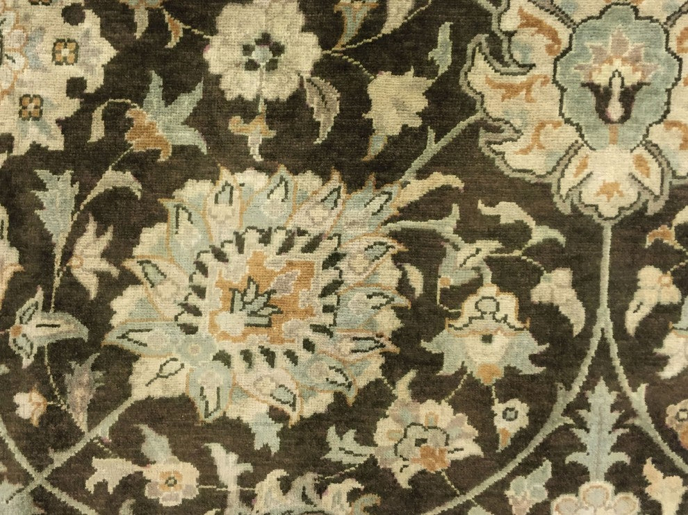 Turkish-Knotted Aimgul Chocolate/Beige Rug, 9'11"x13'4"