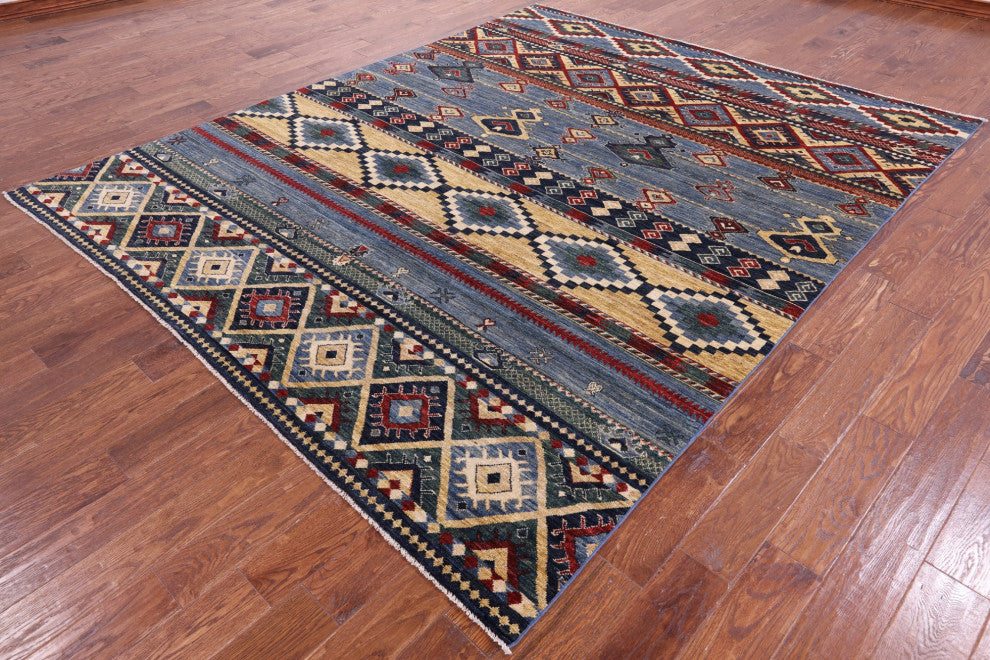 8' 0" X 9' 9" Southwest Navajo Gabbeh Hand Knotted Wool Rug Q11176