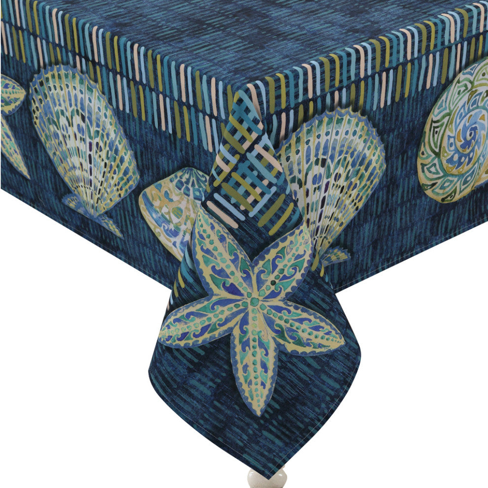 Laural Home Embellished Shells 70" X 144" Tablecloth
