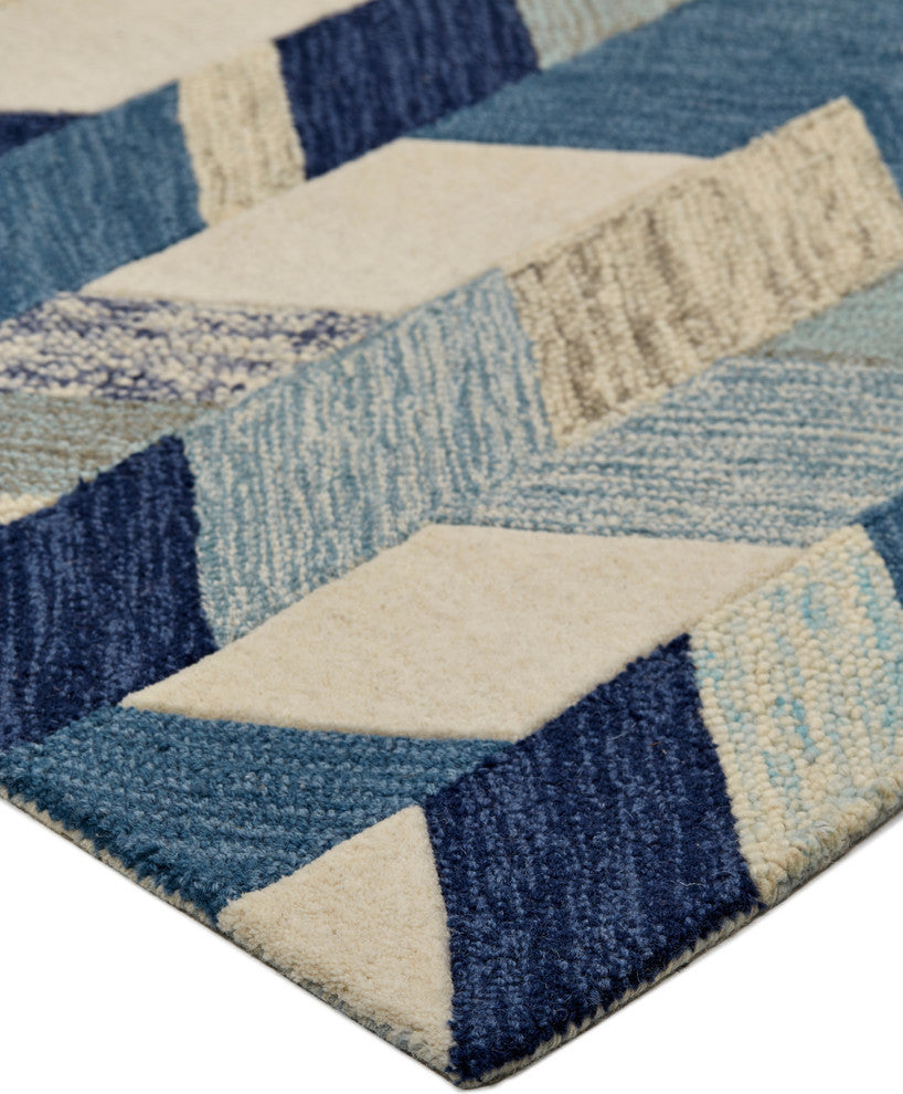Weave & Wander Oria Tufted Blue/Ivory Rug, Blue/Ivory, 9'-6" X 13'-6"