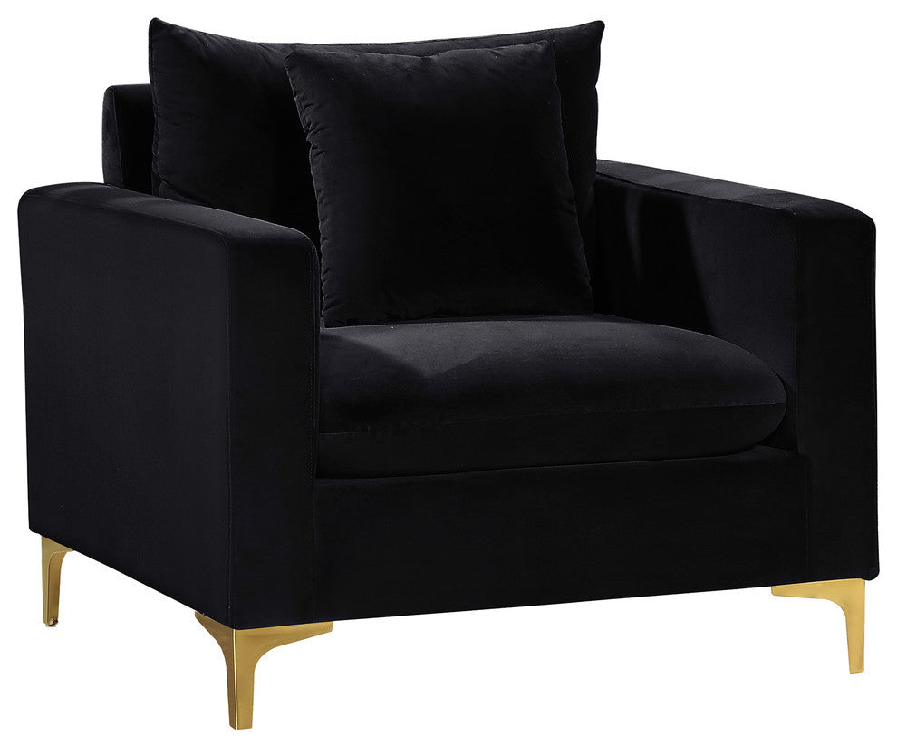 Naomi Velvet Upholstered Chair, Black