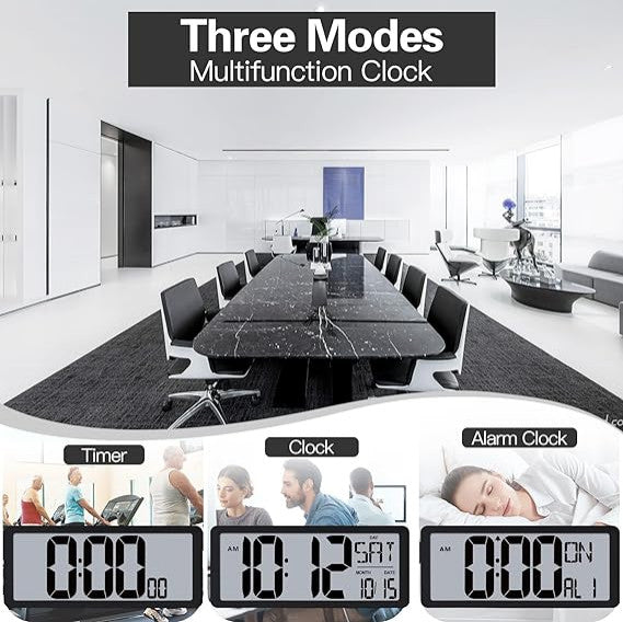 Atomic Clock with Backlight, 14.2" Large Digital Wall Clock Battery Operated