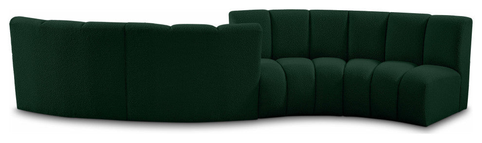 Infinity Boucle Fabric Upholstered 4-Piece S-Shaped Modular Sectional, Green
