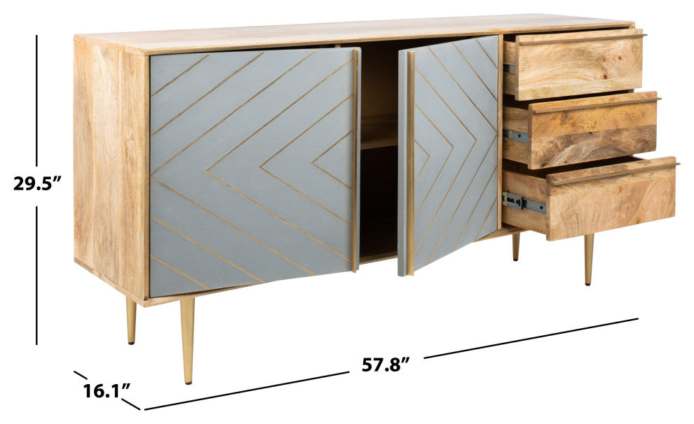 Safavieh Couture Titan Inlayed Cement Sideboard, Natural/Brass