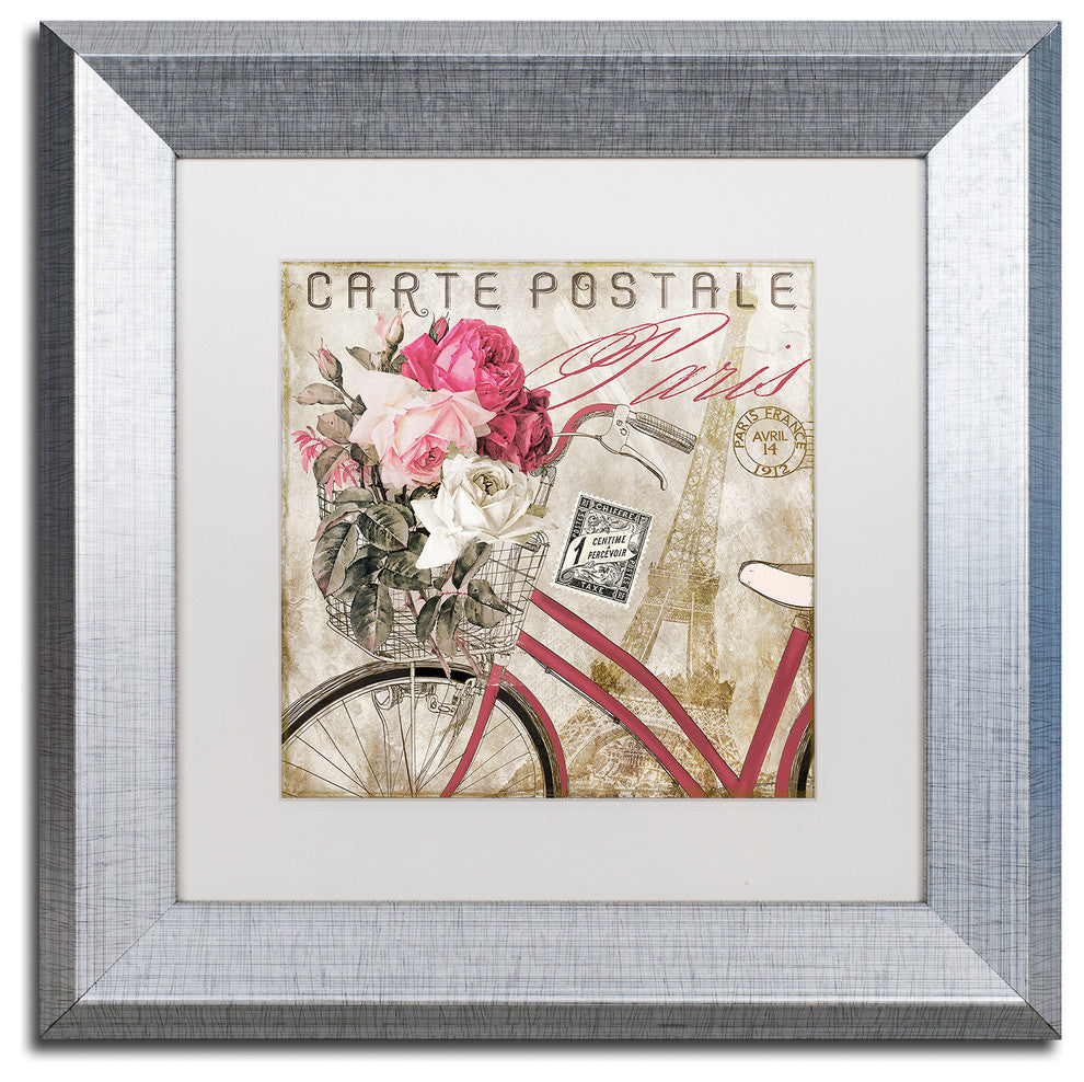 Color Bakery 'Postale Paris I' Art, Silver Frame, White Matte, 11"x11"