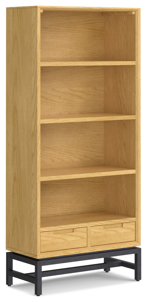 Banting SOLID HARDWOOD Mid Century Bookcase, Oak Veneer