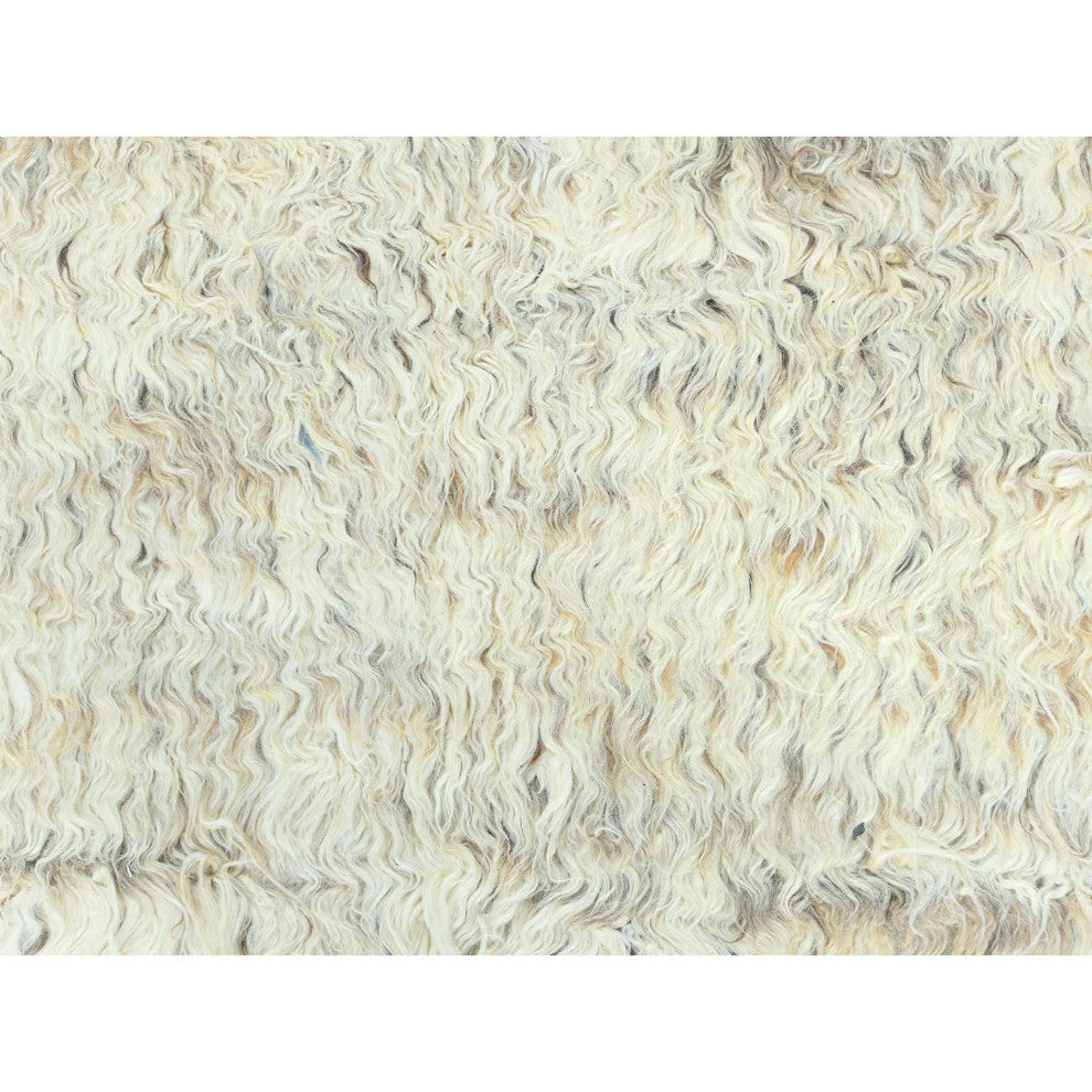 Ivory, Ben Ourain Moroccan Berber, Soft Wool, Hand Knotted Rug, 8'1"x10'1"