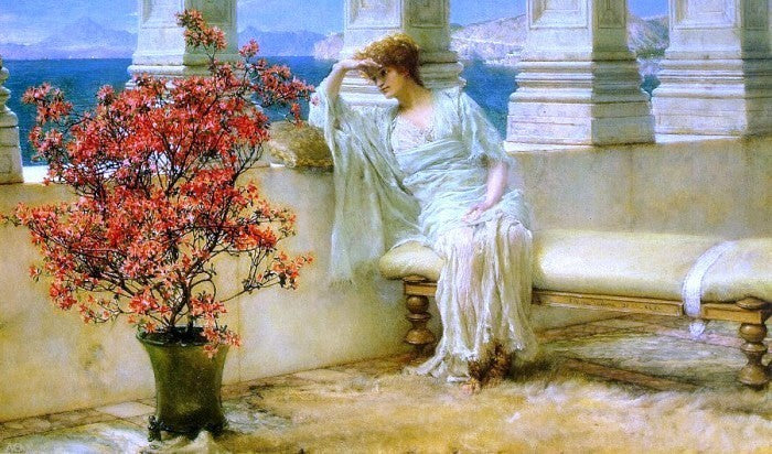 Sir Lawrence Alma-Tadema Her Eyes are with Her Thoughts Wrapped Canvas