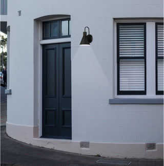 Solano Outdoor LED Wall Mount, Round Backplate, Cone Shade