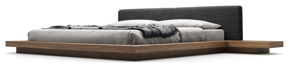 Akanji Bed Soft Carbon Fabric and Walnut / King