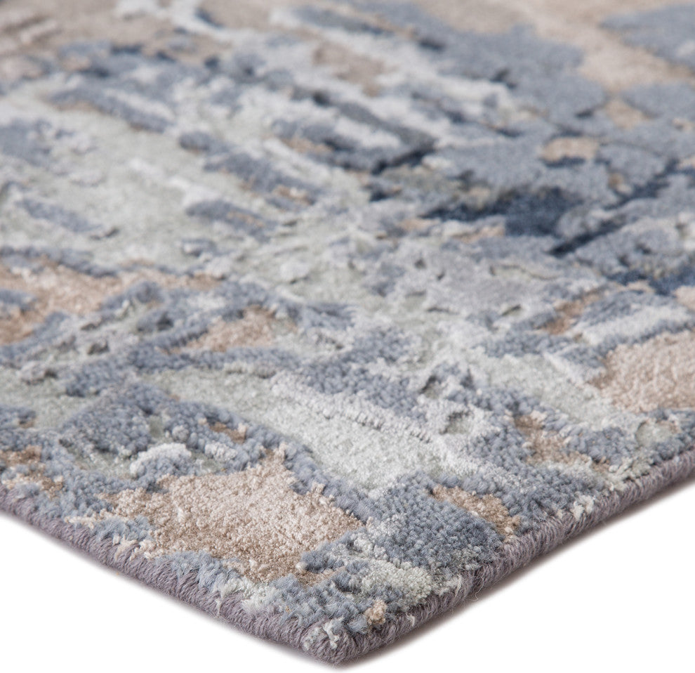 Kavi by Jaipur Living Neev Knotted Abstract Gray/Navy Area Rug, 9'x12'