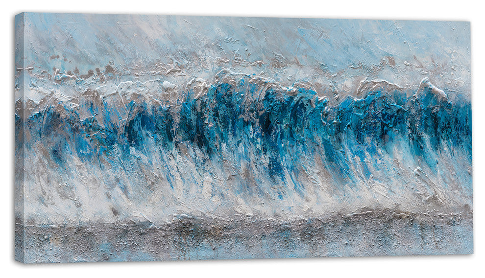 "Blue Waves" Abstract Hand Painted Canvas Artwork; Modern Art; Fine Artwork