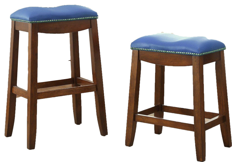 Bar Stool, Set-2, Blue and Oak