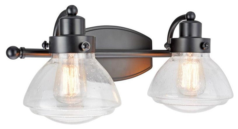 62061, 2-Light Metal Bathroom Vanity Wall Light Fixture, Black