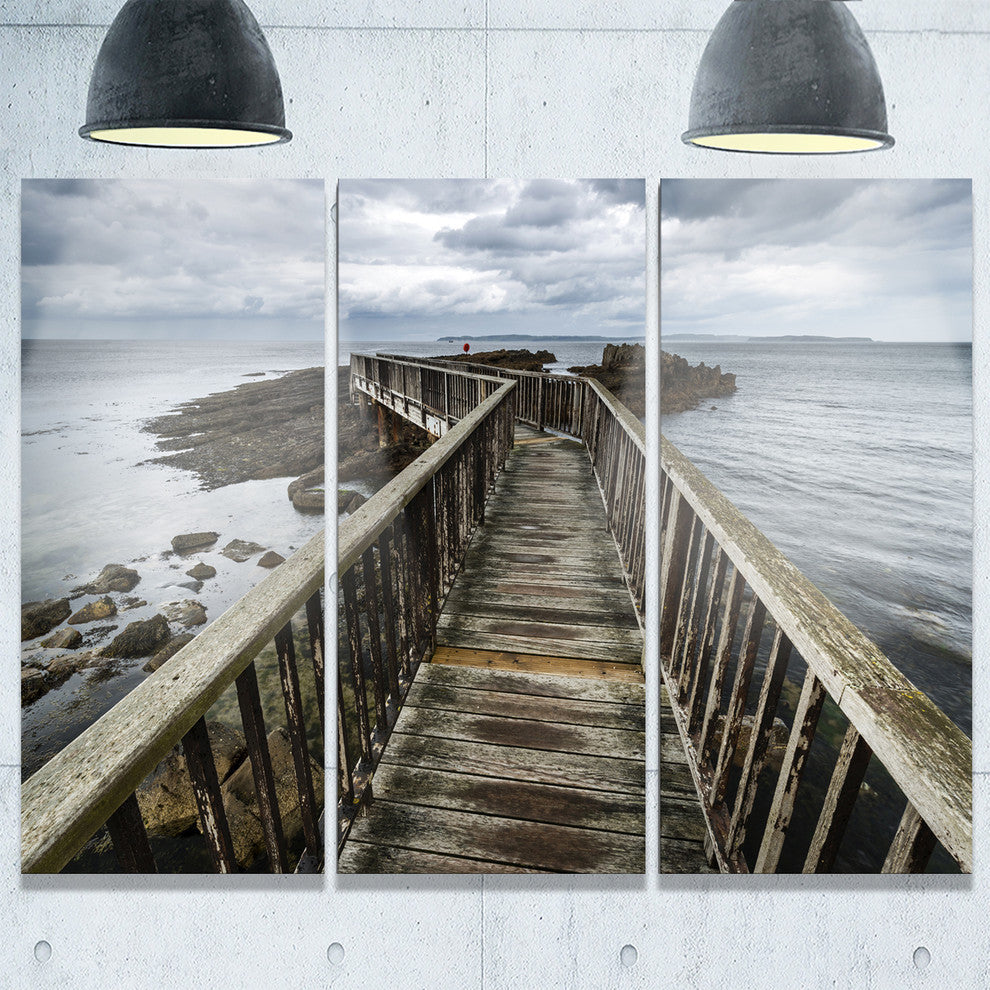 "Wooden Pier on North Irish Coastline" Metal Wall Art, 3 Panels, 36"x28"