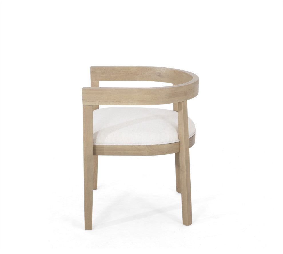 GDF Studio 47.25" Round Pedestal Dining Table With 4 Armchairs, Beige/Black