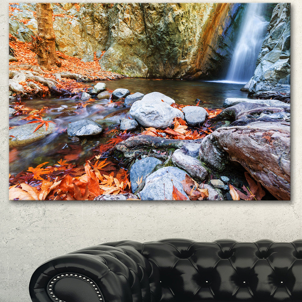 Beautiful Serenity Waterfall in Cyprus, Landscape Wall Art on Canvas, 40"x30"