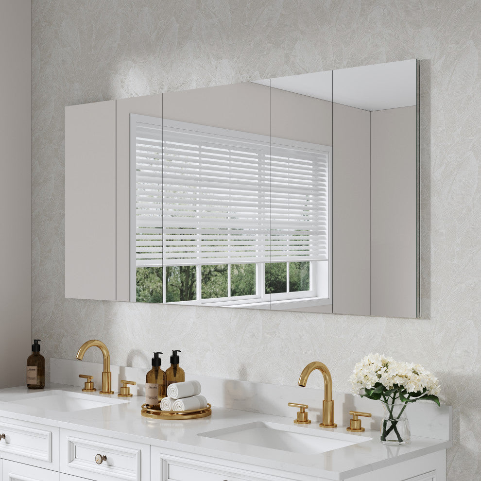 Recessed/Surface Mount Bathroom Medicine Cabinet, Reverse Installation, 64"x30"-