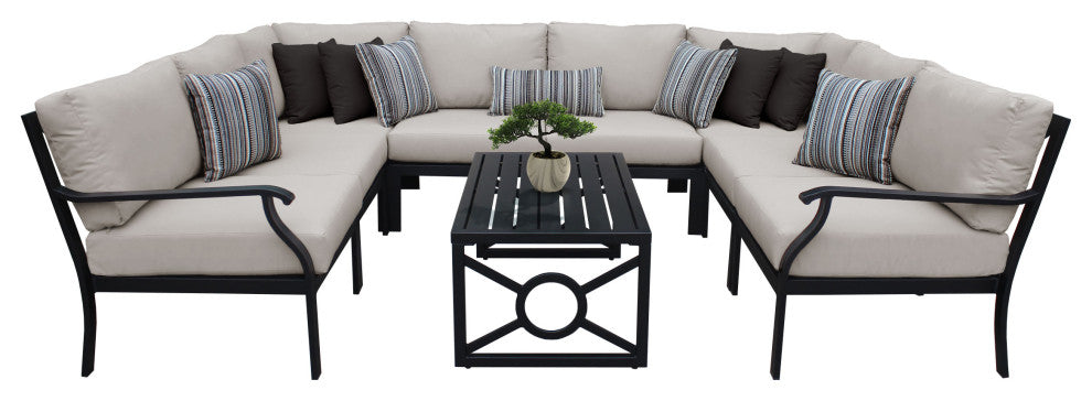 kathy ireland Madison Ave. 9 Piece Aluminum Patio Furniture Set 09c, Truffle
